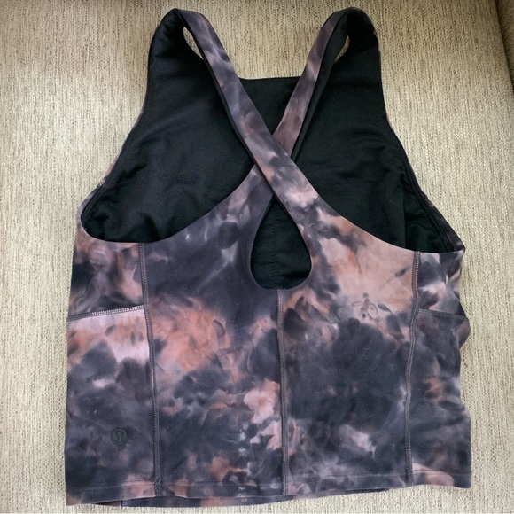 Lululemon Key To Balance Diamond Dye Gray & Pink Cross Back Tank Top Size 4 - Picture 2 of 7